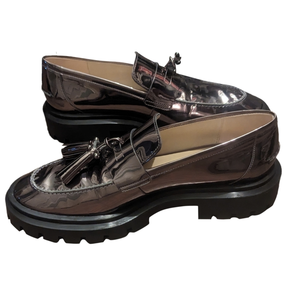 Stuart Weitzman Metallic Leather Loafers Size 8BGORGEOUS ♥️ NEW OPEN BOX